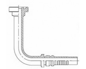 ФЛАНЦЕВИЙ ФІТИНГ ДОВГИЙ SAE6 КУТ 90°, КОД 62 INTERLOCK  - Фото №1