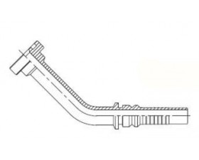 ФЛАНЦЕВИЙ ФІТИНГ ДОВГИЙ SAE6 КУТ 45°, КОД 62 INTERLOCK  - Фото №1